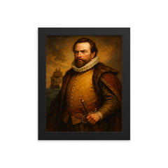 Sir Martin Frobisher framed print on a plain backdrop in size 8"x10".