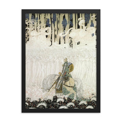 Sir Olaf and the Underworld by Kay Nielsen framed print on a plain backdrop in size 18"x24".