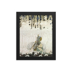 Sir Olaf and the Underworld by Kay Nielsen framed print on a plain backdrop in size 8"x10".