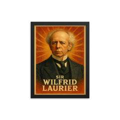 Sir Wilfrid Laurier framed print on a plain backdrop in size 12"x16".