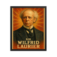 Sir Wilfrid Laurier framed print on a plain backdrop in size 16"x20".