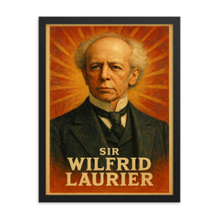 Sir Wilfrid Laurier framed print on a plain backdrop in size 18"x24".