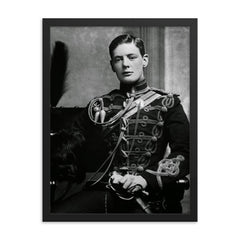Sir Winston Churchill, 1895, Age 20 framed print on a plain backdrop in size 18"x24".