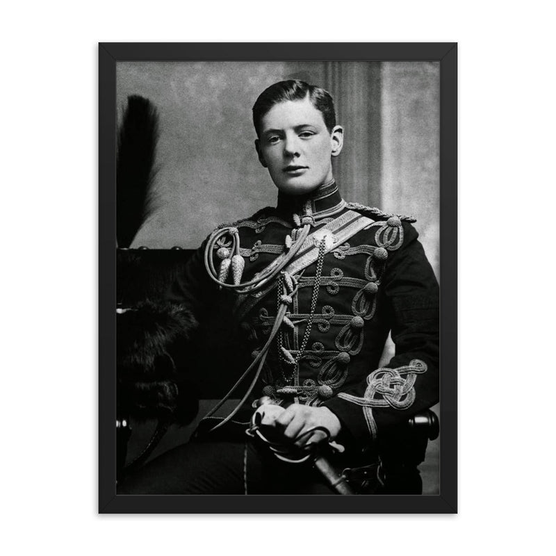 Sir Winston Churchill, 1895, Age 20 framed print on a plain backdrop in size 18