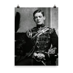 Sir Winston Churchill, 1895, Age 20 poster on a plain backdrop in size 8"x10".