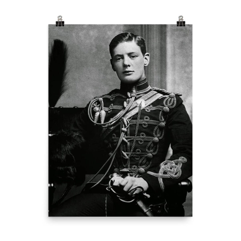 Sir Winston Churchill, 1895, Age 20 poster on a plain backdrop in size 8