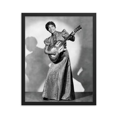 Sister Rosetta Tharpe framed print on a plain backdrop in size 16"x20".