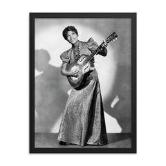 Sister Rosetta Tharpe framed print on a plain backdrop in size 18"x24".
