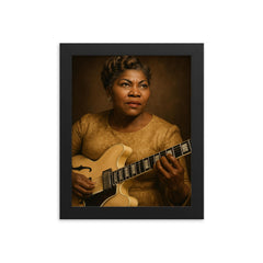 Sister Rosetta Tharpe portrait framed print on a plain backdrop in size 8"x10".