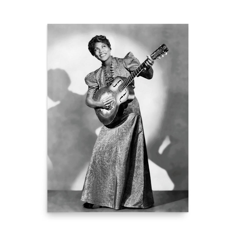 Sister Rosetta Tharpe poster on a plain backdrop in size 18