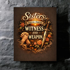 Sisters equal parts witness and weapon metal print mockup