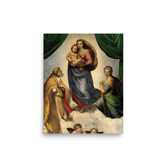 Sistine Madonna by Raphael poster on a plain backdrop in size 8"x10".