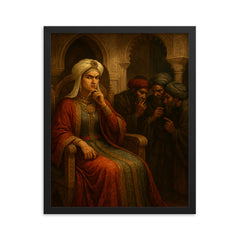 Sitt al Mulk in Fatimid palace intrigue framed print on a plain backdrop in size 16"x20".
