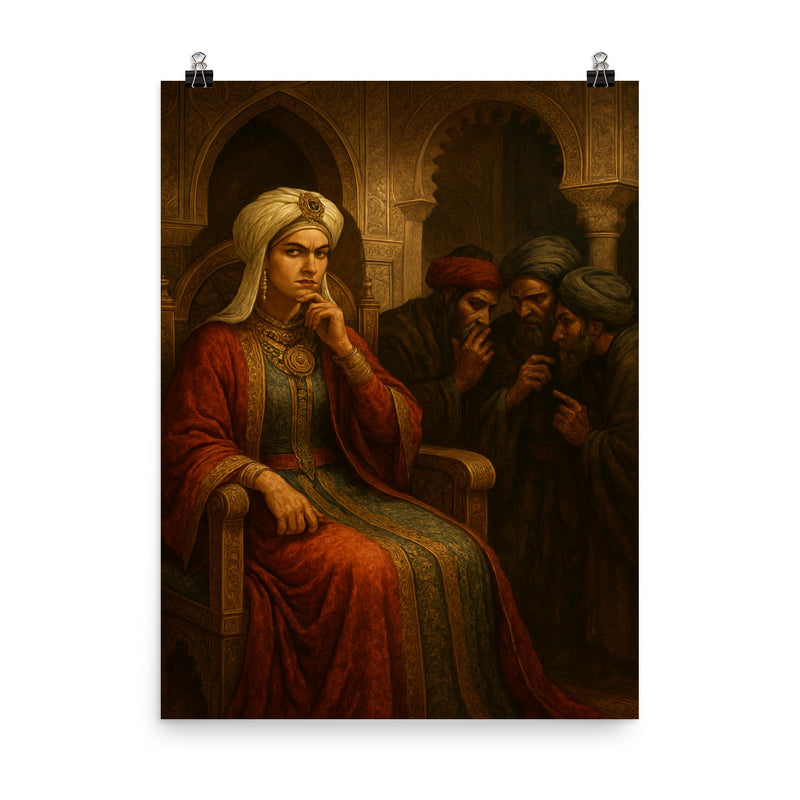 Sitt al Mulk in Fatimid palace intrigue poster on a plain backdrop in size 8