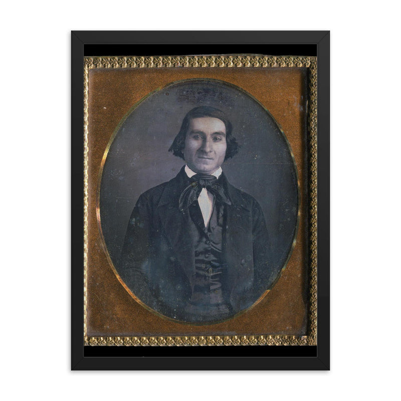 Sixth Plate Daguerreotype of a Man by Unknown Maker framed print on a plain backdrop in size 18