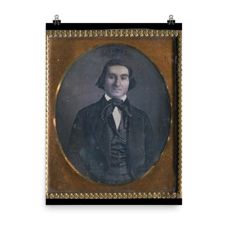 Sixth Plate Daguerreotype of a Man by Unknown Maker poster on a plain backdrop in size 8