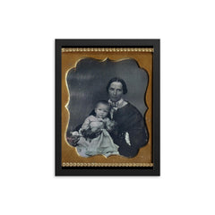 Sixth Plate Daguerreotype of a Woman and Child by Unknown Maker framed print on a plain backdrop in size 12"x16".