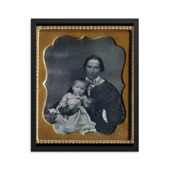 Sixth Plate Daguerreotype of a Woman and Child by Unknown Maker framed print on a plain backdrop in size 16"x20".
