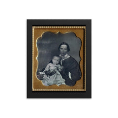 Sixth Plate Daguerreotype of a Woman and Child by Unknown Maker framed print on a plain backdrop in size 8"x10".