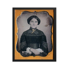 Sixth Plate Daguerreotype of a Woman by Unknown Maker framed print on a plain backdrop in size 16"x20".
