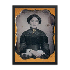 Sixth Plate Daguerreotype of a Woman by Unknown Maker framed print on a plain backdrop in size 18"x24".