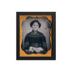 Sixth Plate Daguerreotype of a Woman by Unknown Maker framed print on a plain backdrop in size 8"x10".
