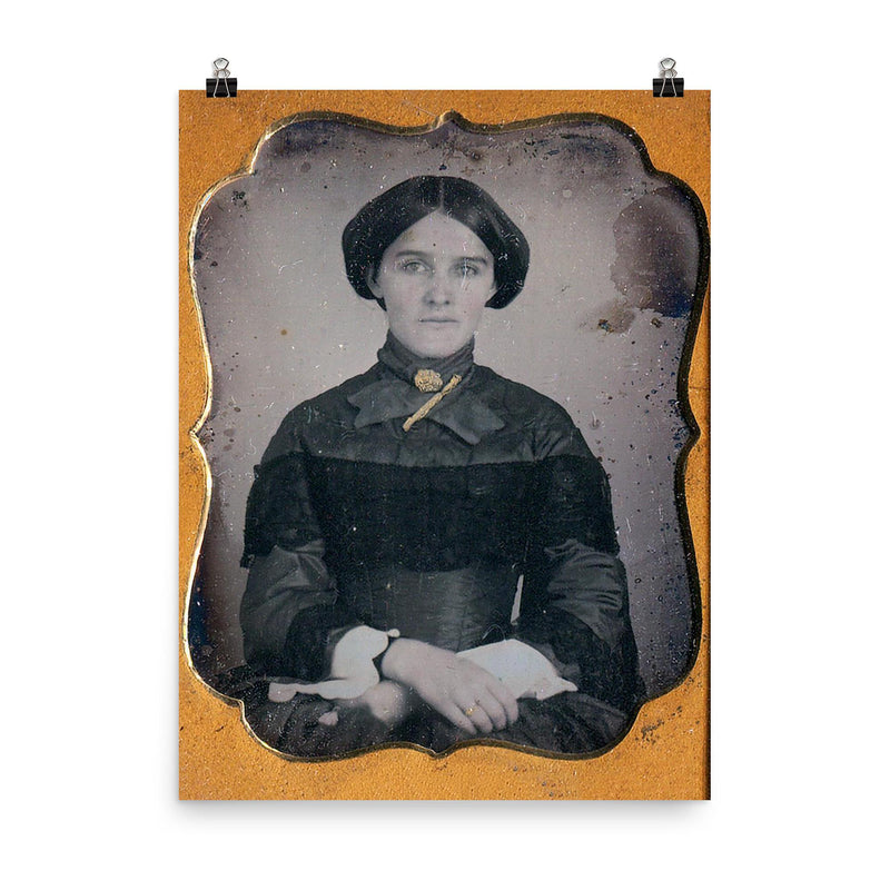 Sixth Plate Daguerreotype of a Woman by Unknown Maker poster on a plain backdrop in size 8