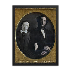 Sixth Plate Daguerreotype of Polly and Nathan Kilburn framed print on a plain backdrop in size 18"x24".