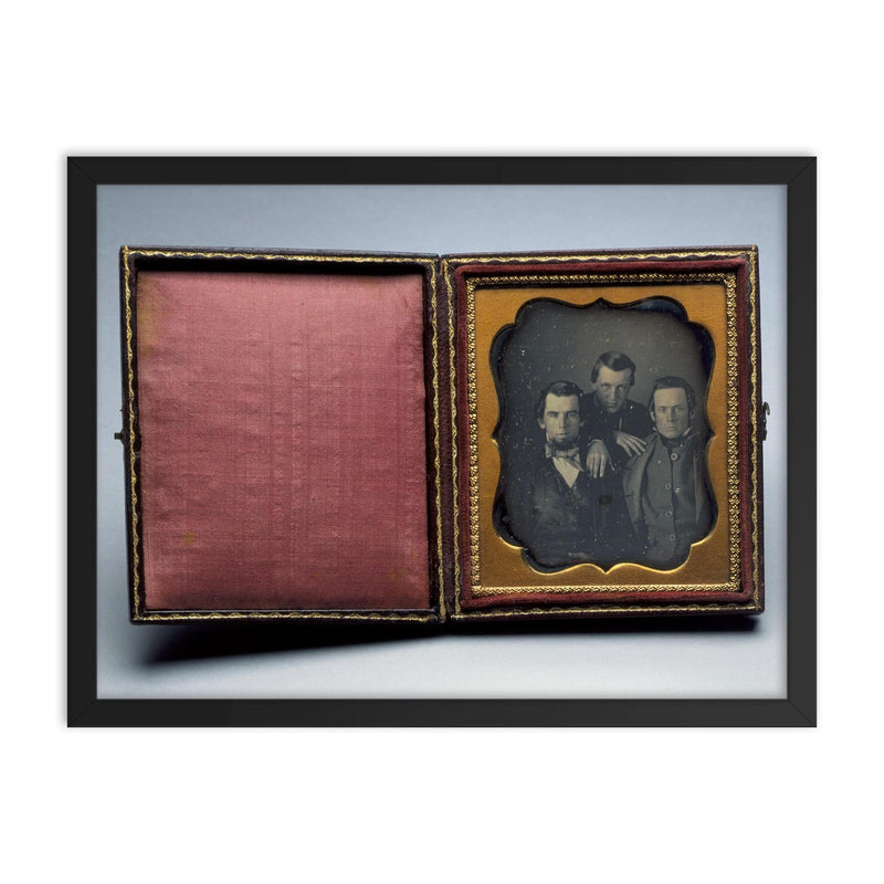 Sixth-Plate Daguerreotype Portrait of Three Unidentified Men, c. 1850 framed print on a plain backdrop in size 18