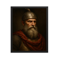Skanderbeg portrait framed print on a plain backdrop in size 16"x20".