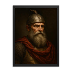 Skanderbeg portrait framed print on a plain backdrop in size 18"x24".