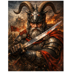 Skanderbeg with goat helmed crest and saber jigsaw puzzle
