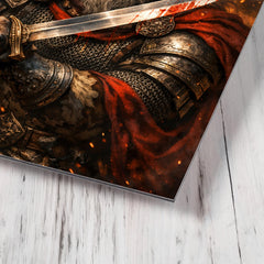 Skanderbeg with goat helmed crest and saber metal print mockup
