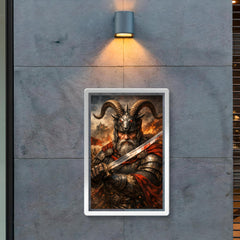 Skanderbeg with goat helmed crest and saber poster 2