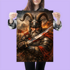 Skanderbeg with goat helmed crest and saber poster 3
