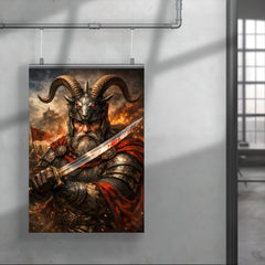 Skanderbeg with goat helmed crest and saber poster 4