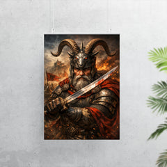 Skanderbeg with goat helmed crest and saber poster 7