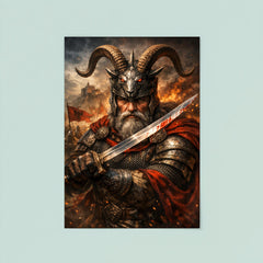 Skanderbeg with goat helmed crest and saber poster 8