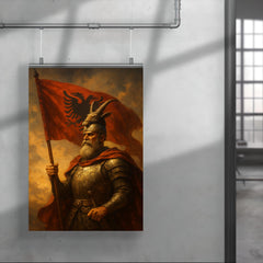 Skanderbeg with goat helmed standard poster 4