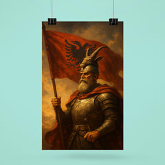 Skanderbeg with goat helmed standard poster 6