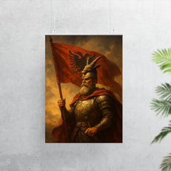 Skanderbeg with goat helmed standard poster 7