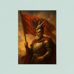Skanderbeg with goat helmed standard poster 8