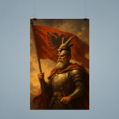 Skanderbeg with goat helmed standard poster 9