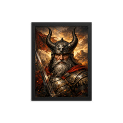 Skanderbeg with horned helmet framed print on a plain backdrop in size 12"x16".