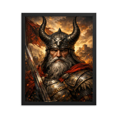 Skanderbeg with horned helmet framed print on a plain backdrop in size 16"x20".