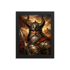 Skanderbeg with horned helmet framed print on a plain backdrop in size 8"x10".