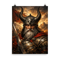 Skanderbeg with horned helmet poster on a plain backdrop in size 8"x10".
