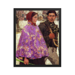 Skaters by Gari Melchers framed print on a plain backdrop in size 16"x20".