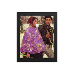 Skaters by Gari Melchers framed print on a plain backdrop in size 8"x10".