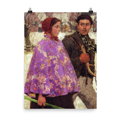 Skaters by Gari Melchers poster on a plain backdrop in size 8"x10".